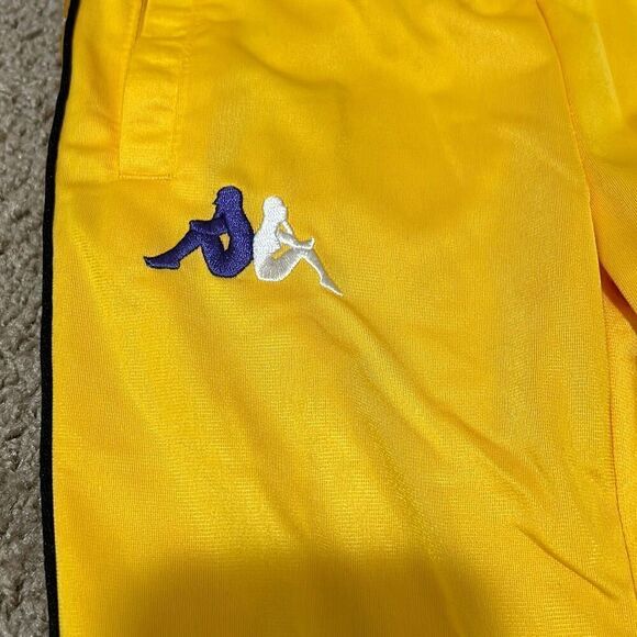 Kappa 6 Youth Sneek Man Track Stripe Logo Joggers Sweatpants Yellow Streetwear - Picture 3 of 13